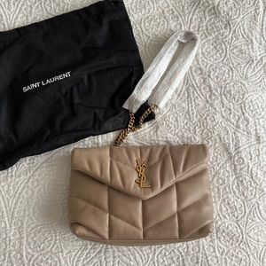 Saint Laurent Beige Quilted Shoulder Bag